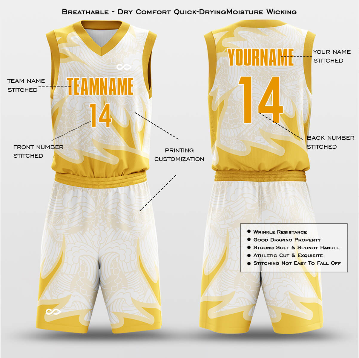 Custom Auspicious Sign Dragon Uniform Basketball Jersey Set