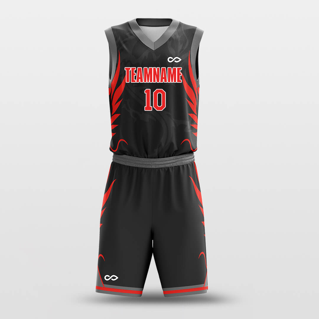 Custom Black Dragon Uniform Basketball Jersey Set