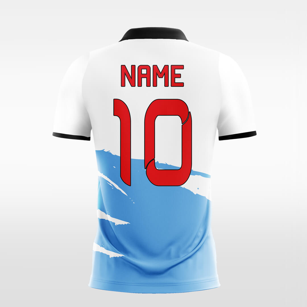 Custom Badges Blue Print Sublimation Sport Soccer Tops Jersey