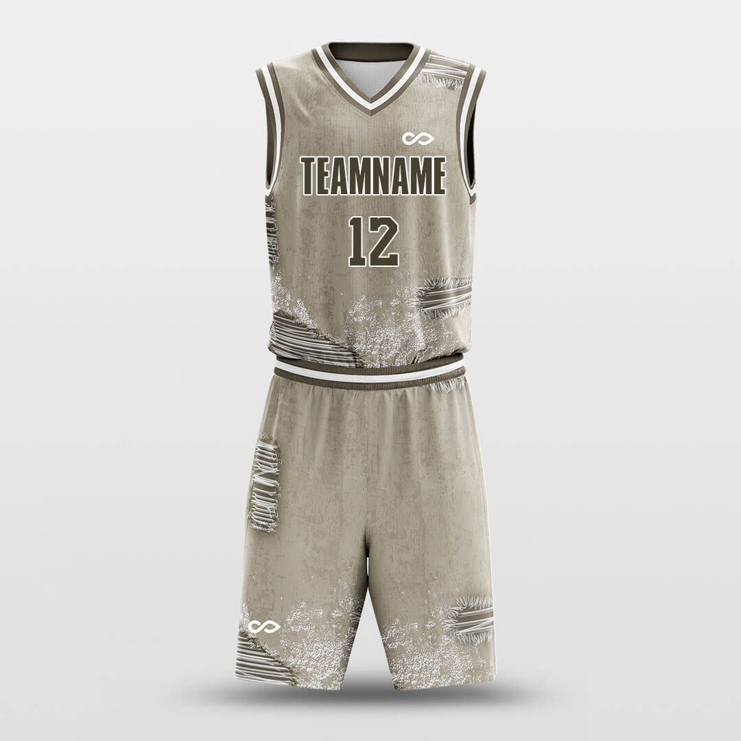 Custom Broken Hole Distressed Uniform Basketball Jersey Set