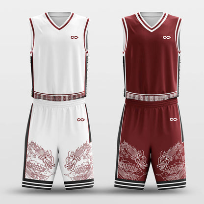 Custom Broom Dragon Pattern Reversible Basketball Jersey Set Sublimated