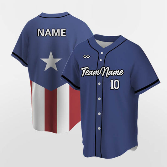 Customized Star Striped Sublimated Button-Down Baseball Jersey