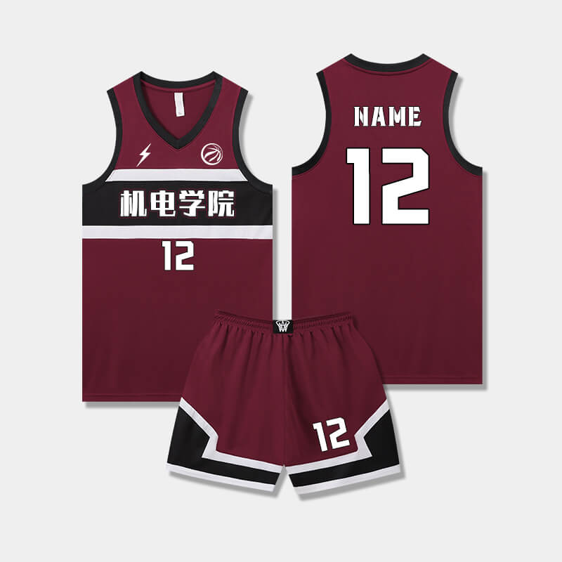 Custom Horizontal Color Block Uniform Basketball Jersey Set-004