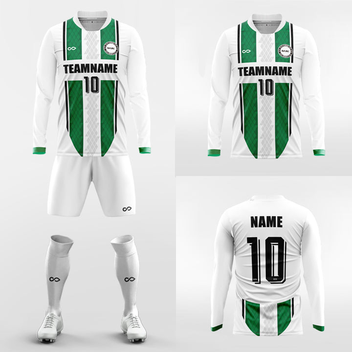 Custom Obliging Soccer Uniforms Long Sleeve Sublimated Kit