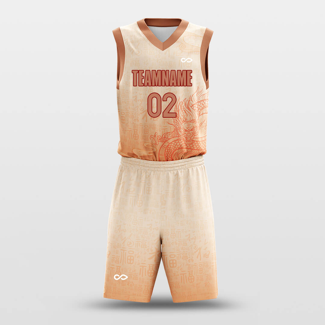 Custom Fu-Dragon Print Ombre Uniform Basketball Jersey Set