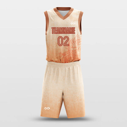 Custom Fu-Dragon Print Ombre Uniform Basketball Jersey Set