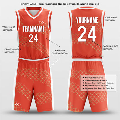 Custom Golden Scales Print Uniform Basketball Jersey Set