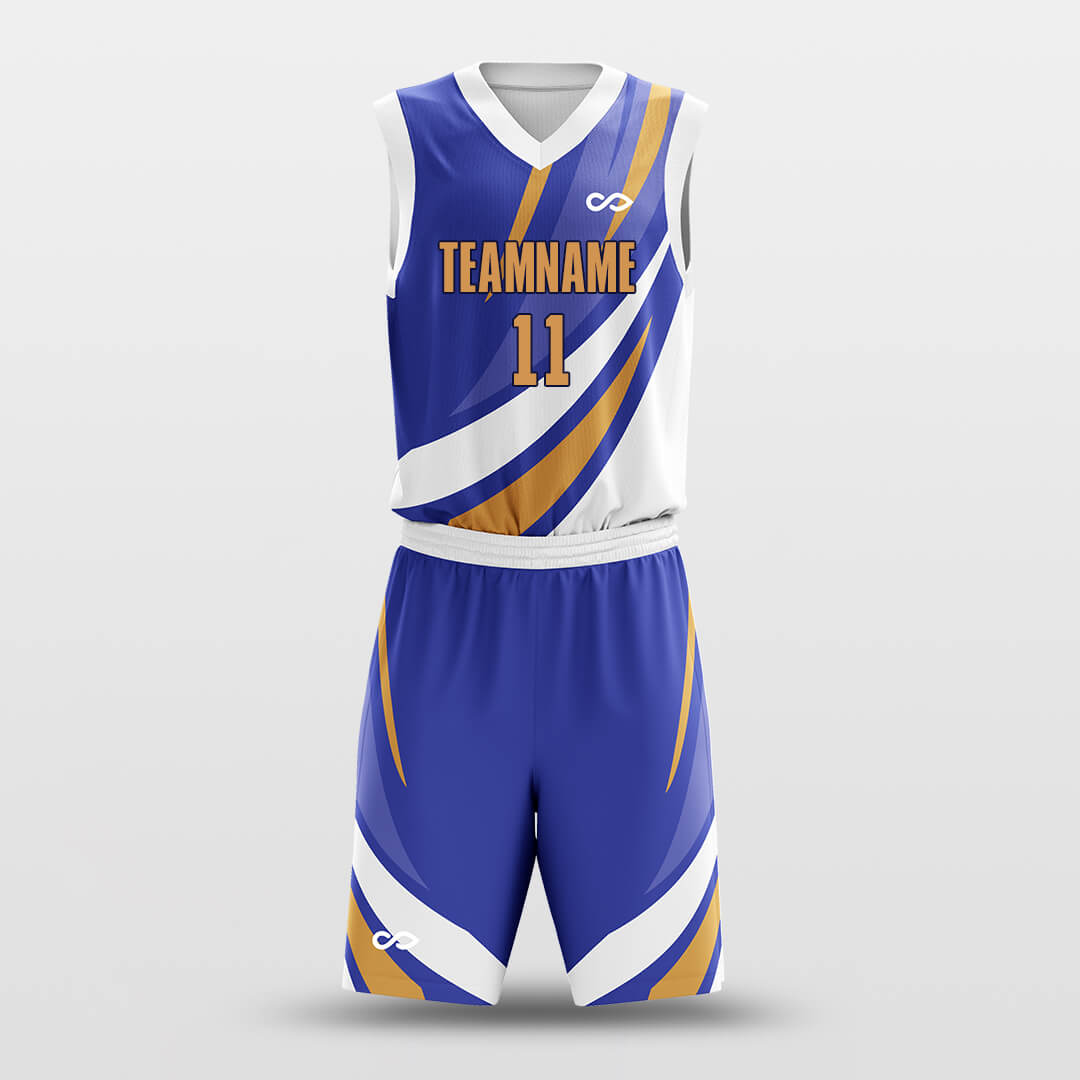 Custom Hurricane Blue Print Uniform Basketball Jersey Set