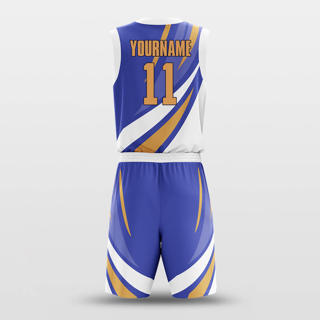 Custom Hurricane Blue Print Uniform Basketball Jersey Set
