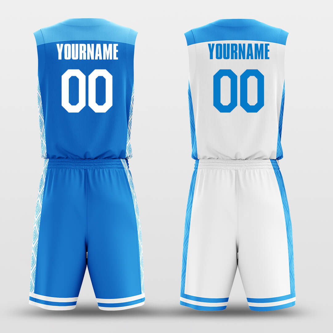 Custom Ice Crystals Reversible Basketball Jersey Set Sublimated