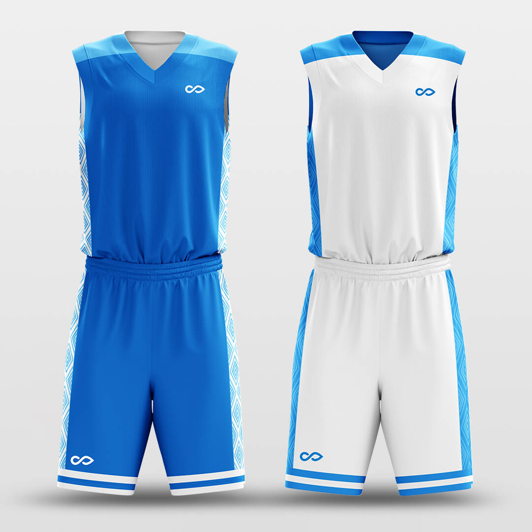 Custom Ice Crystals Reversible Basketball Jersey Set Sublimated