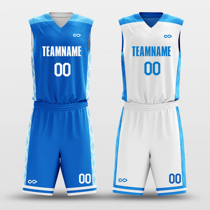 Custom Ice Crystals Reversible Basketball Jersey Set Sublimated