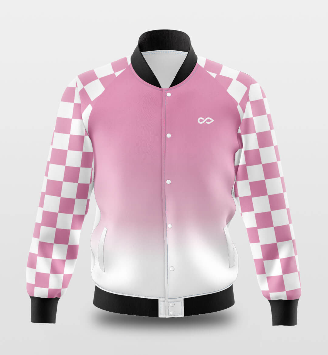 Custom Neon checkerboard Letterman Classic Style Varsity Full-Snap Jacket