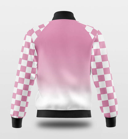 Custom Neon checkerboard Letterman Classic Style Varsity Full-Snap Jacket