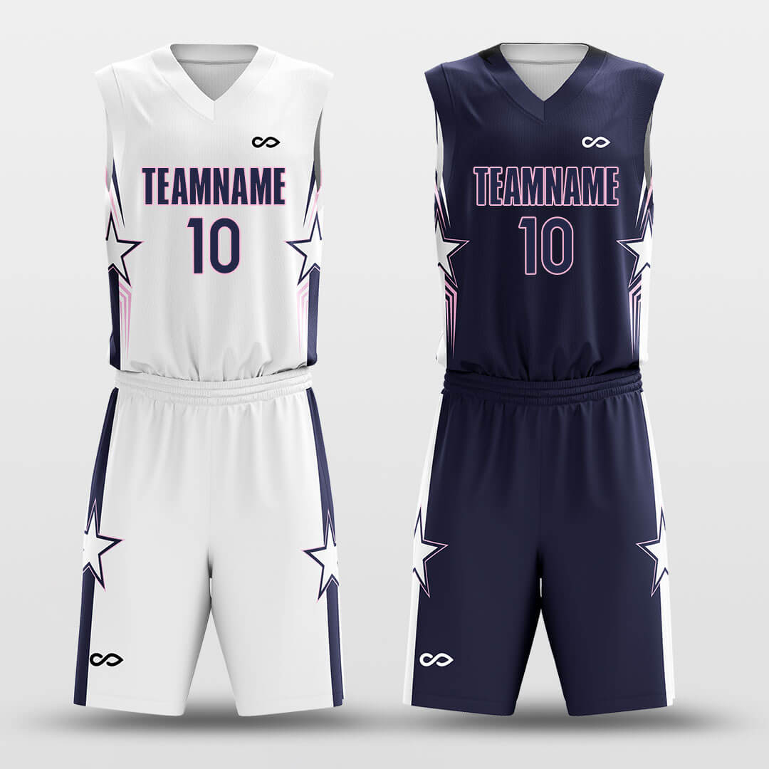 Custom Neon Five Stars Reversible Basketball Jersey Set Sublimated