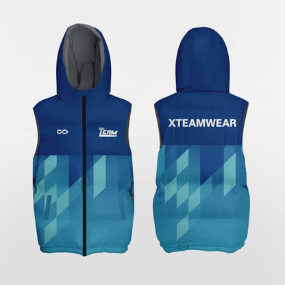 Custom Rhombic Hooded Vest Outdoor Winter Vest