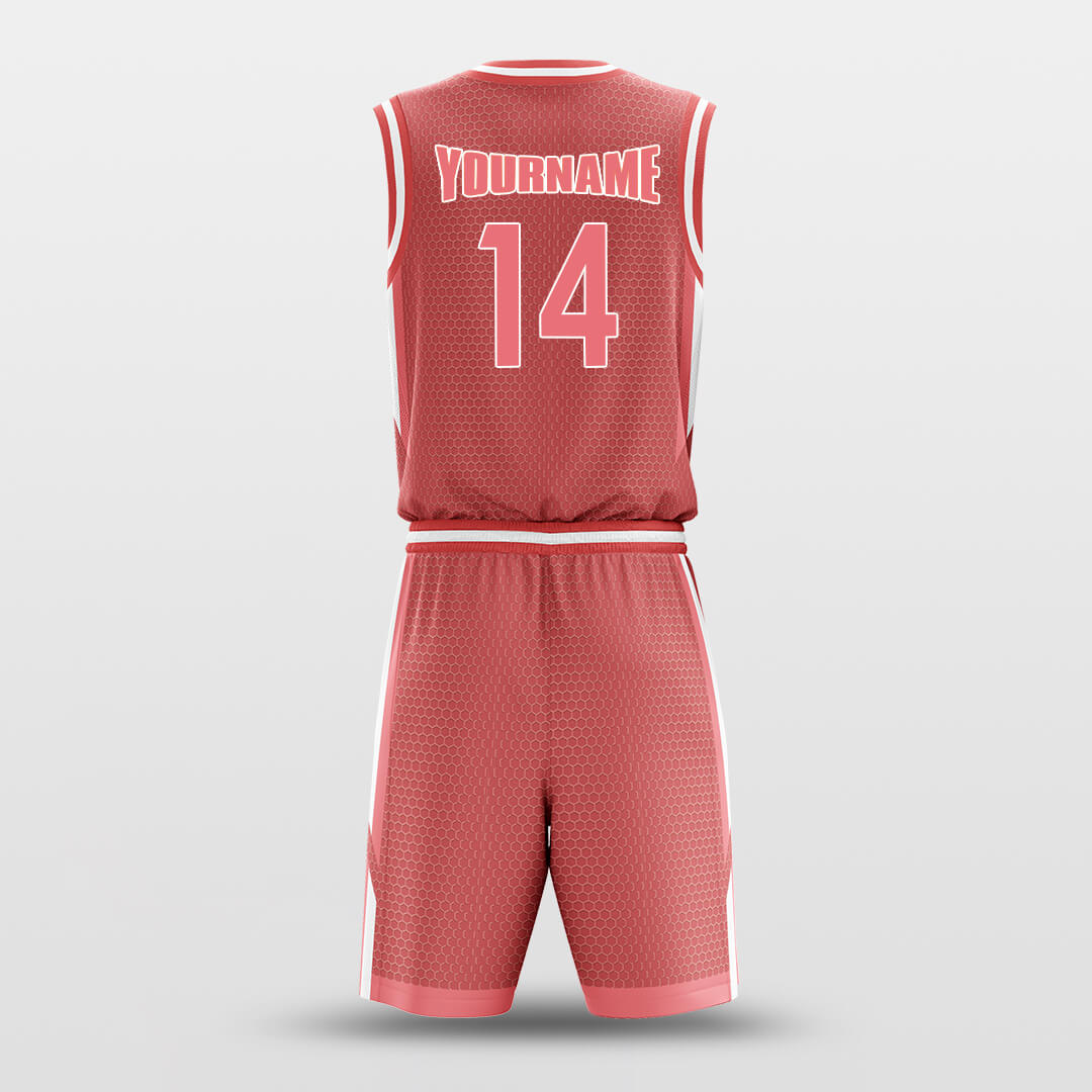 Custom Red Grids Print Outstanding Uniform Basketball Jersey Set