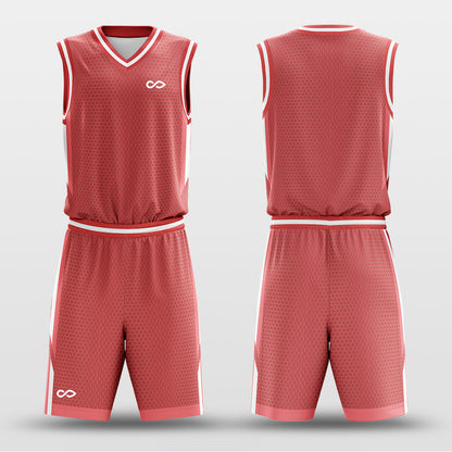 Custom Red Grids Print Outstanding Uniform Basketball Jersey Set