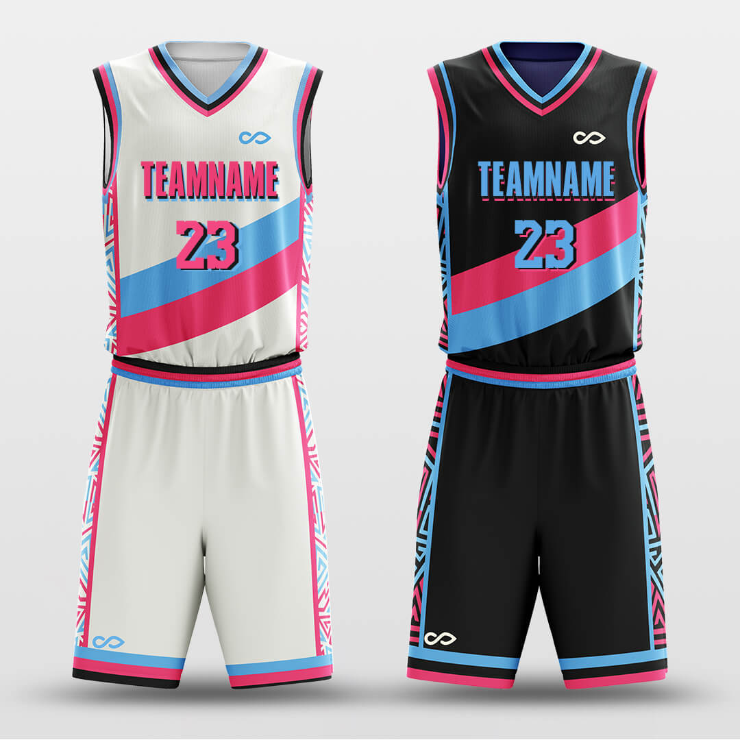 Pink and Black- Custom Reversible Basketball Jersey Set Sublimated