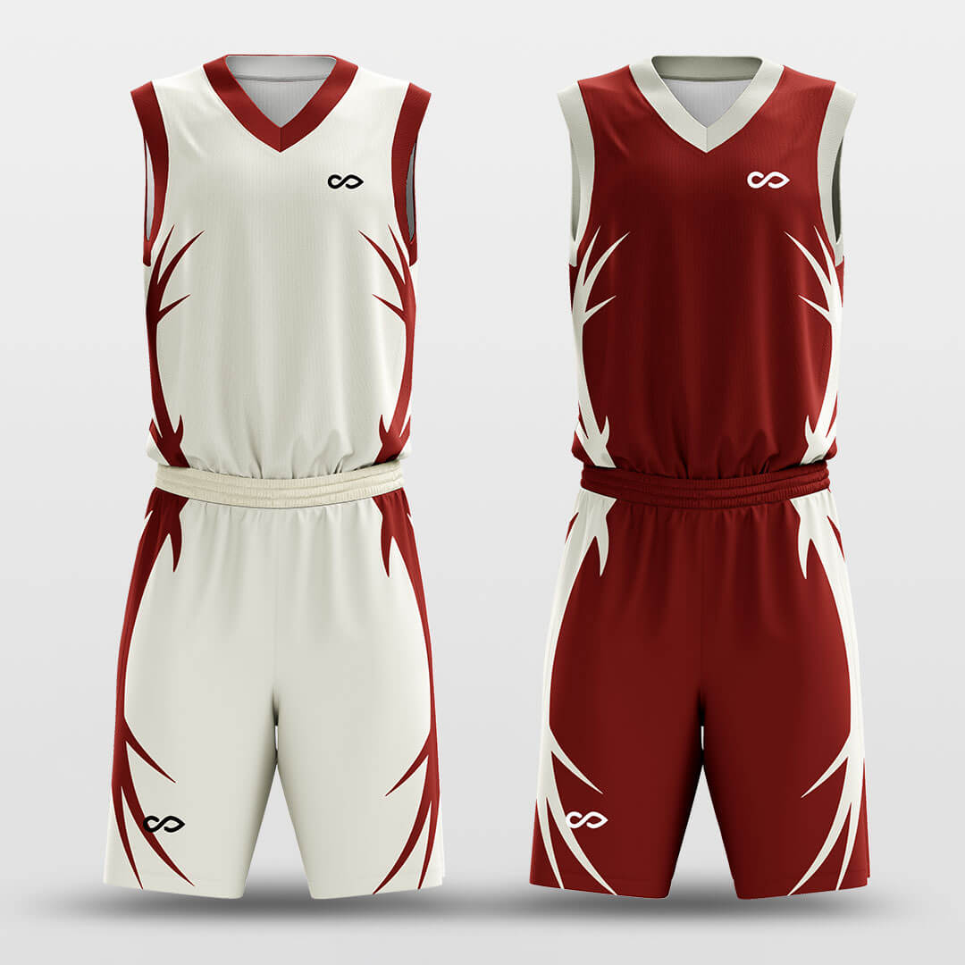 Custom Adult Youth Red Plants Basketball Jersey Set Reversible Uniform