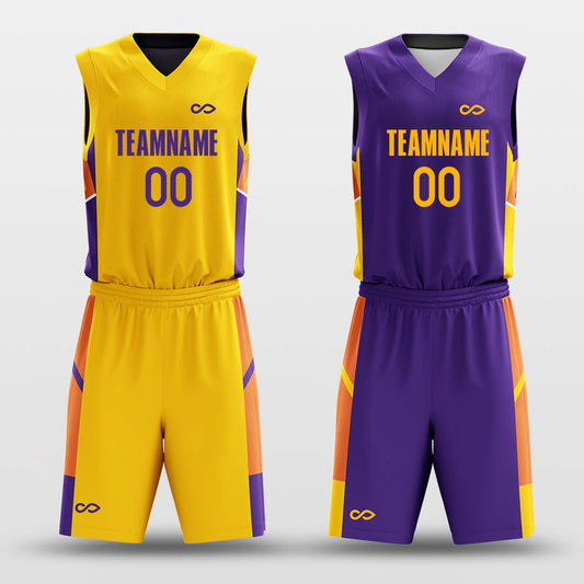 Purple Gold Puzzles- Custom Reversible Basketball Jersey Set Sublimated