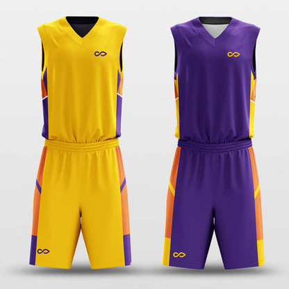 Purple Gold Puzzles- Custom Reversible Basketball Jersey Set Sublimated