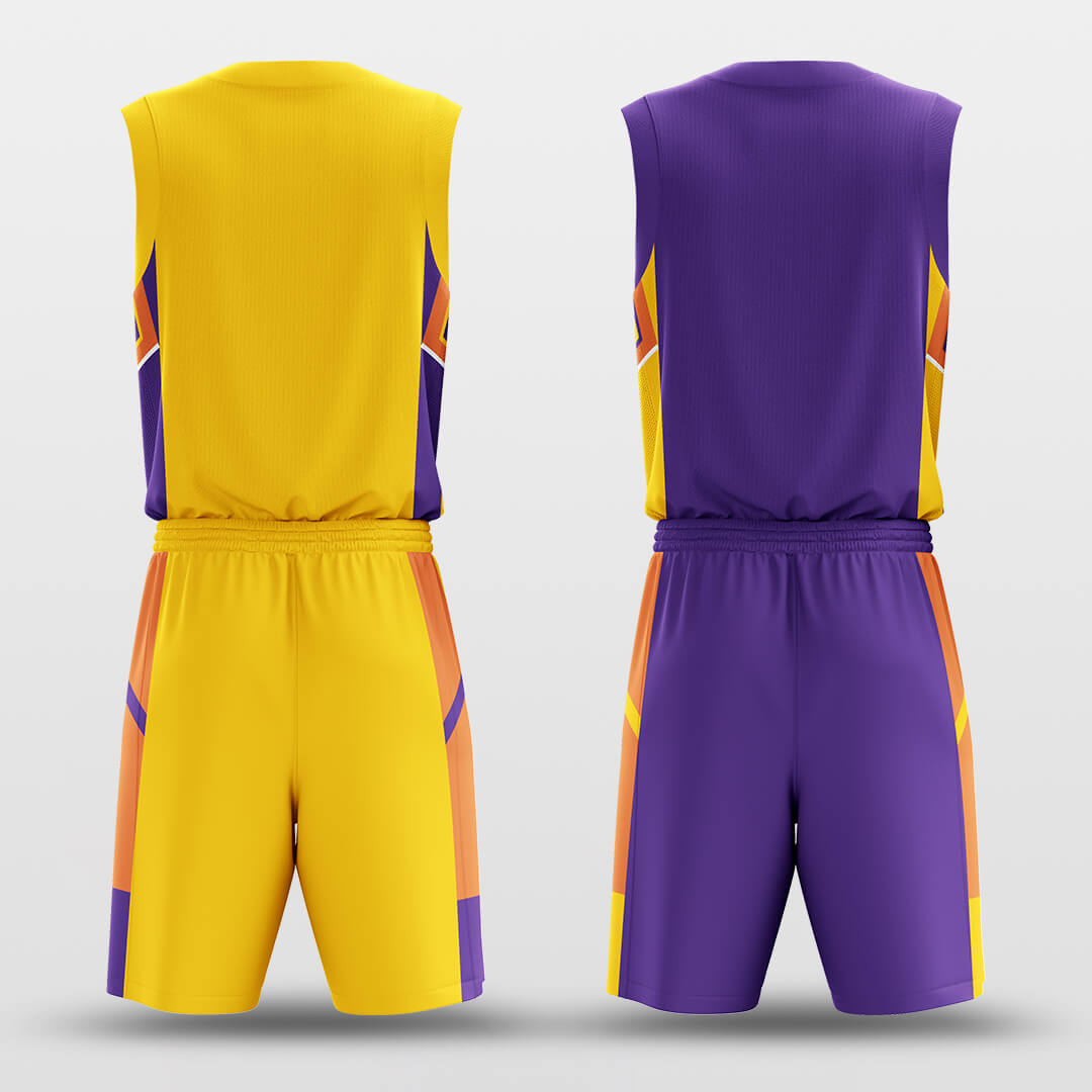 Purple Gold Puzzles- Custom Reversible Basketball Jersey Set Sublimated