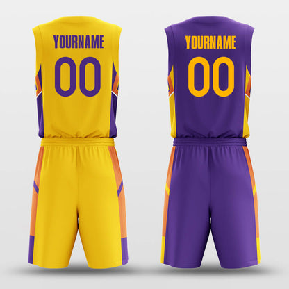 Purple Gold Puzzles- Custom Reversible Basketball Jersey Set Sublimated