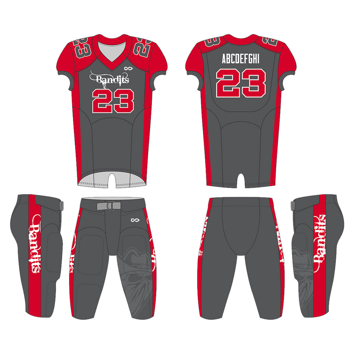 Red&Gray- Custom American Football Jersey Set