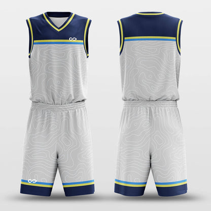 Custom Graphic Print Silence Ash V-neck Basketball Jersey Set