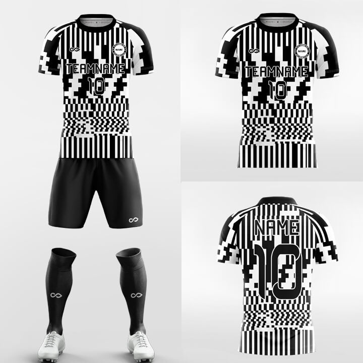 Custom Red Pixels Print Uniform Soccer Sets Jersey Kit