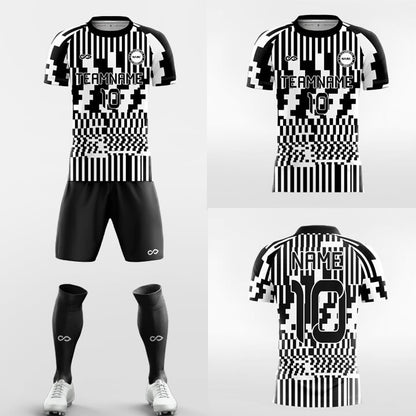 Custom Red Pixels Print Uniform Soccer Sets Jersey Kit