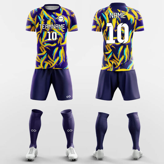 Custom Sparkling Firework Purple Sublimation Soccer Uniform Jersey Kit