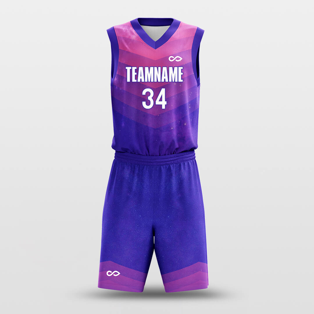 Custom Color Block Purple Starry Sky Basketball Jersey Set Fade Fashion