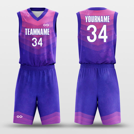Custom Color Block Purple Starry Sky Basketball Jersey Set Fade Fashion