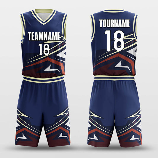 Custom Lightning Print Dark Blue Uniform Basketball Jersey Set