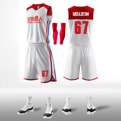 Custom Color Block Striped Uniform Basketball Jersey Set-002