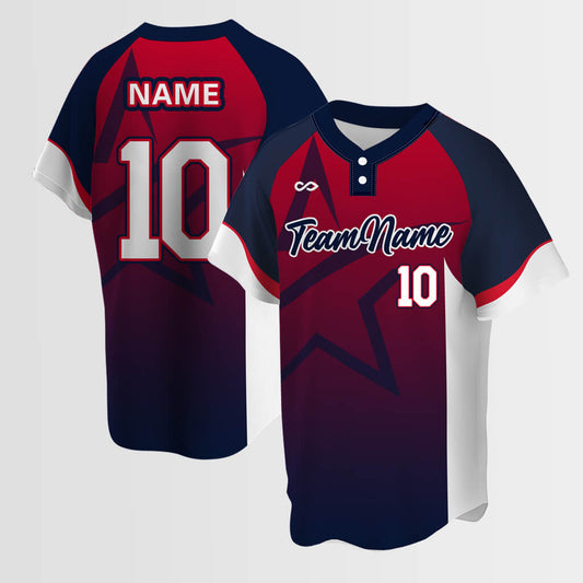 Customized Star Print Ombre Sublimated 2-Button Baseball Jersey