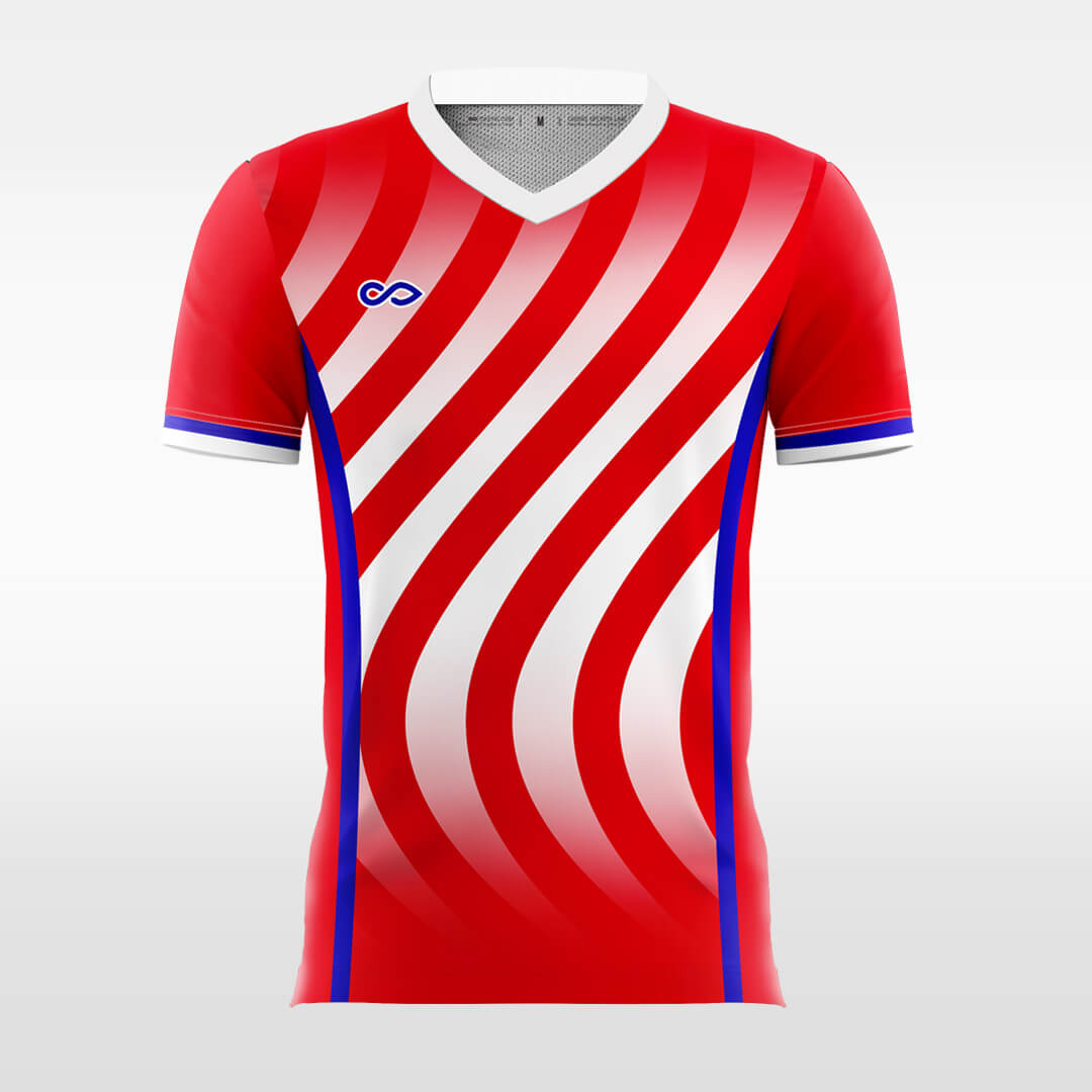 Custom Track Line Red Sublimation Sport Soccer Tops Jersey