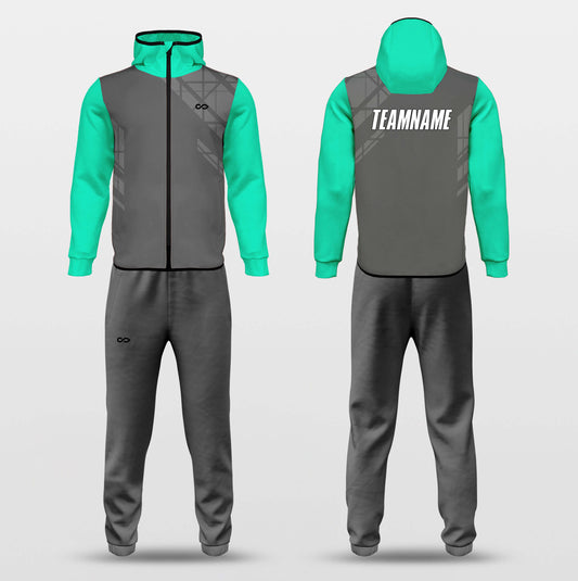 Custom Tech Green Sweat Suit 2 Piece Outfit Casual Sports Tracksuits Set
