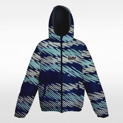 Custom Scribbler Blue Hooded Warm Quilted Winter Jacket