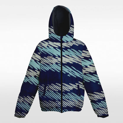 Custom Scribbler Blue Hooded Warm Quilted Winter Jacket