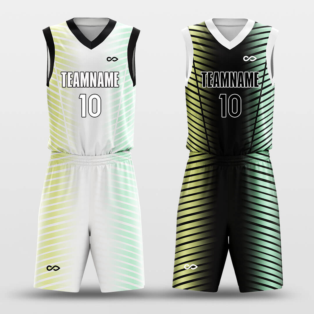 Custom Adult Youth Striped Ombre Basketball Jersey Set Reversible Uniform
