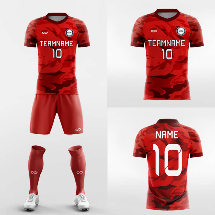 Custom Red Patterns Training Uniform Soccer Sets Jersey Kit