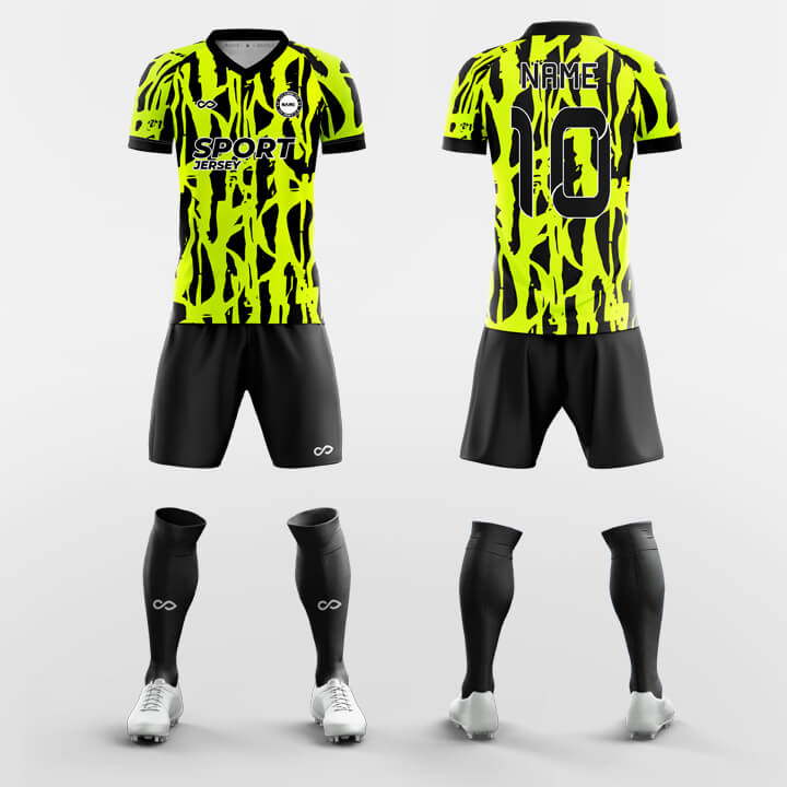 Custom Tropical Print Pointed Collar Uniform Soccer Sets Jersey Kit