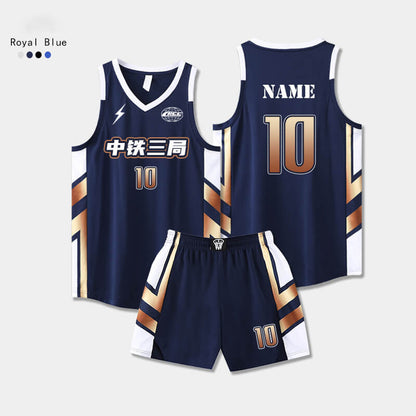 Custom gold Stripe Uniform Basketball Jersey Set-007