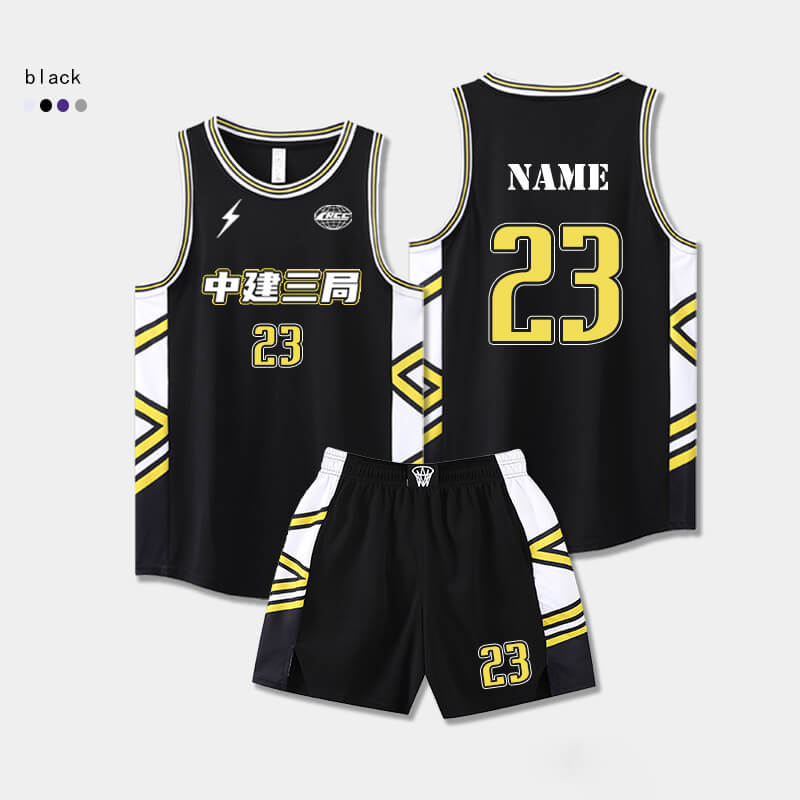 Custom gold Stripe Uniform Basketball Jersey Set-007
