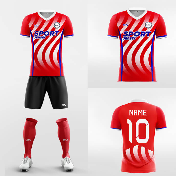 Custom track Print Red Uniform Soccer Sets Jersey Kit