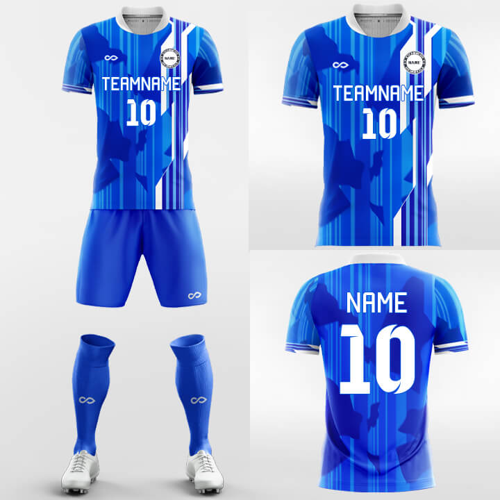 Custom Data Stream Blue Uniform Soccer Sets Jersey Kit