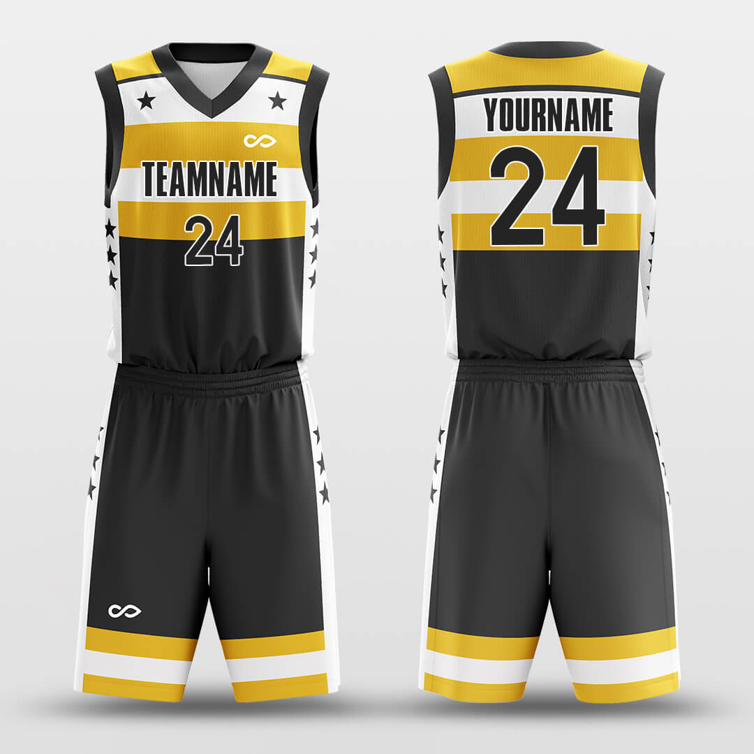 Custom Pentagram Print Color Block Basketball Jersey Set